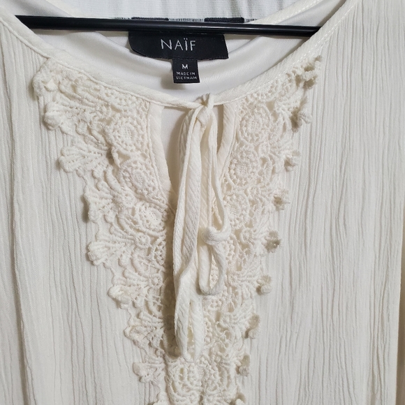 NAIF White Crotchet Detail Sleeveless Shift - Picture 2 of 3